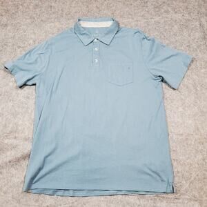 Free Fly Shirt Mens Large Polo Short Sleeve Blue Casual Sustainable Bamboo
